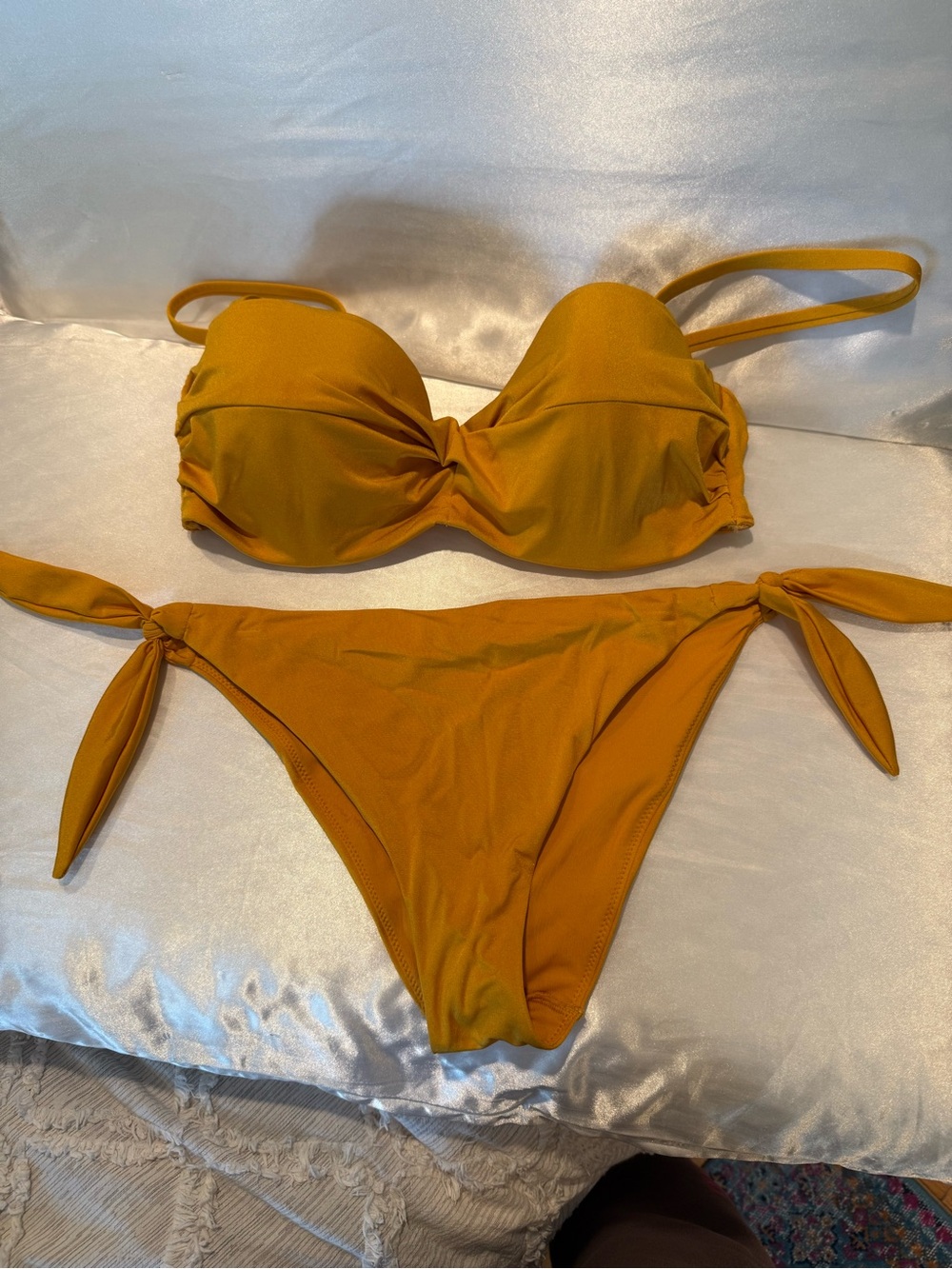 Mustard Yellow Tie-Side Bikini Set